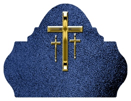 DARAY L 517 GD SH BL Gold 3 Crosses Shimmer Blue Background